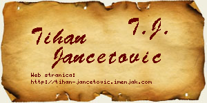 Tihan Jančetović vizit kartica